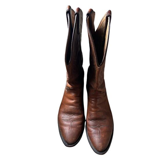 Vintage Brown Leather Western Cowboy Boots Stitch Snip Toe Men\'s Size 10 main image 7